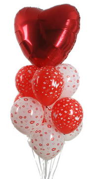 27 Adet u�an balon ve kalp balondan �zel balon buketi