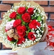 9 adet k�rm�z� g�l 2 adet 10 cm ay� buketi Tokat �i�ek sipari�i vermek